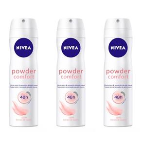 Nivea Powder Confort 48h Desodorante Aerosol 150ml - Kit com 03