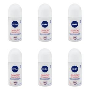 Nivea Powder Confort Desodorante Rollon 50ml - Kit com 06