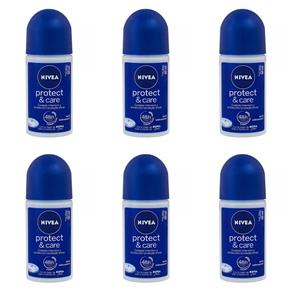 Nivea Protect & Care Desodorante Rollon 50ml - Kit com 06