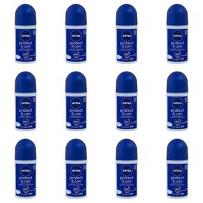 Nivea Protect & Care Desodorante Rollon 50ml - Kit com 12