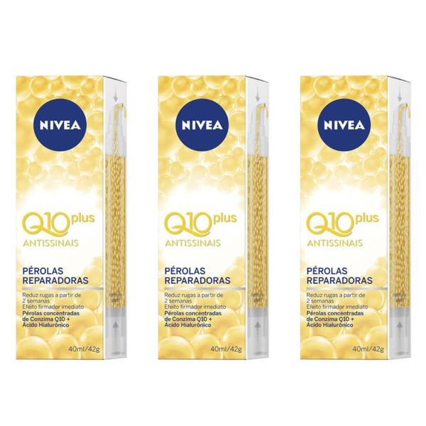 Nivea Q10 Plus Antissinais Pérolas Reparadoras Facial 40ml (Kit C/03)