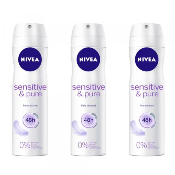 Nivea Sensitive Pure Desodorante Aerosol 150ml (Kit C/03)