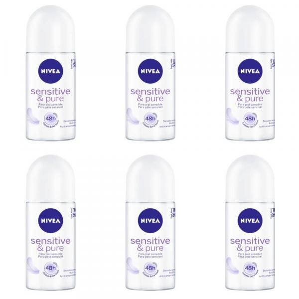 Nivea Sensitive Pure Desodorante Rollon Feminino 50ml (Kit C/06)