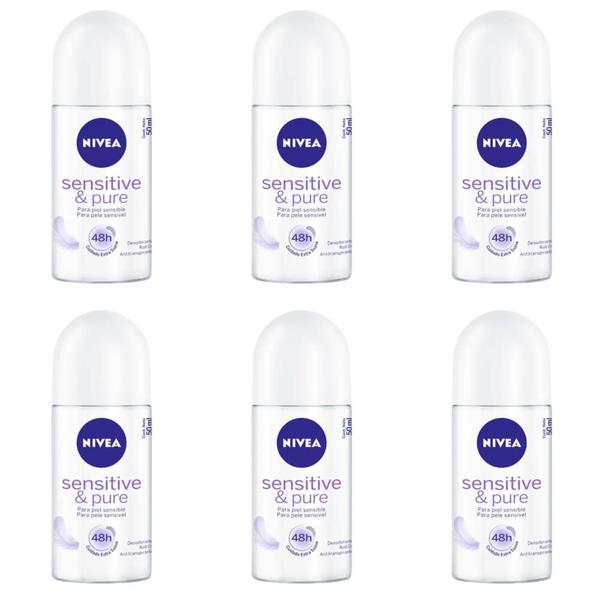 Nivea Sensitive Pure Desodorante Rollon Feminino 50ml (Kit C/06)