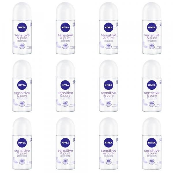 Nivea Sensitive Pure Desodorante Rollon Feminino 50ml (Kit C/12)