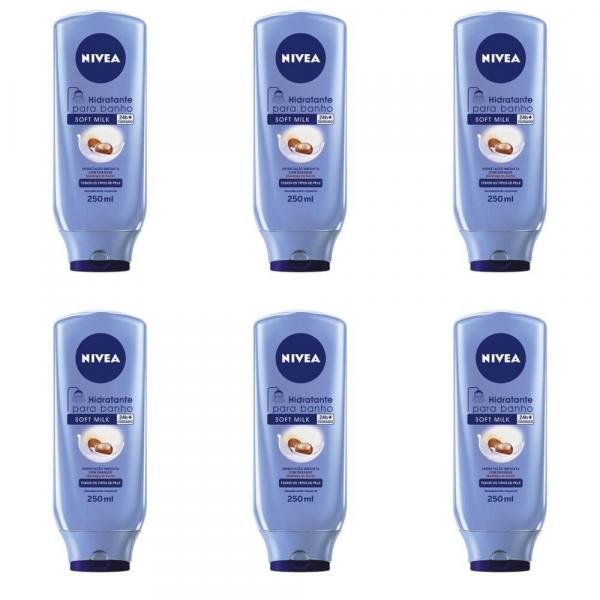 Nivea Soft Milk Creme Hidratante P/ Banho 250ml (Kit C/06)