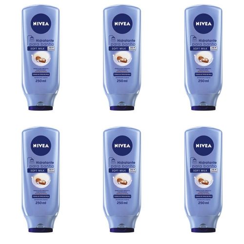Nivea Soft Milk Creme Hidratante P/ Banho 250ml (kit C/06)