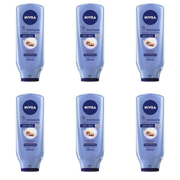 Nivea Soft Milk Creme Hidratante P/ Banho 250ml (Kit C/06)
