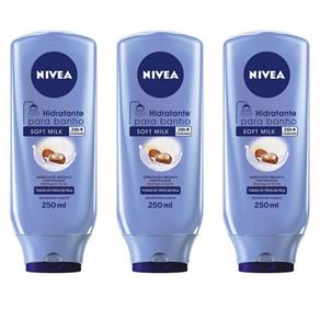 Nivea Soft Milk Creme Hidratante para Banho 250ml - Kit com 03