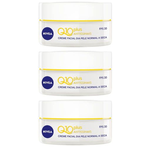 Nivea Visage Q10 Plus Antissinais Creme Facial Peles Mistas 49g (kit C/03)