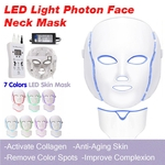 Nova Máscara Facial 7 Cor LED Luz Fóton Facial Pescoço Máscara Rejuvenescimento Para A Pele Anti-Idade Beleza Luz Terapia Luz Para Uso Doméstico