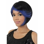 New Hot Sale Pictures Color Hair Hairstyle Short Blue Black Wig African American Female Wig Bangs Synthesis