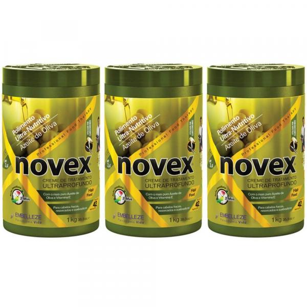Novex Azeite de Oliva Creme de Tratamento 1kg (Kit C/03)