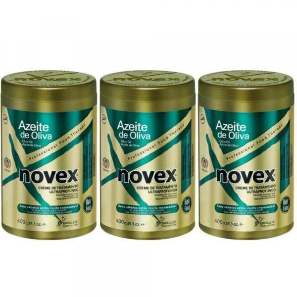 Novex Azeite de Oliva Creme de Tratamento 400g (Kit C/03)