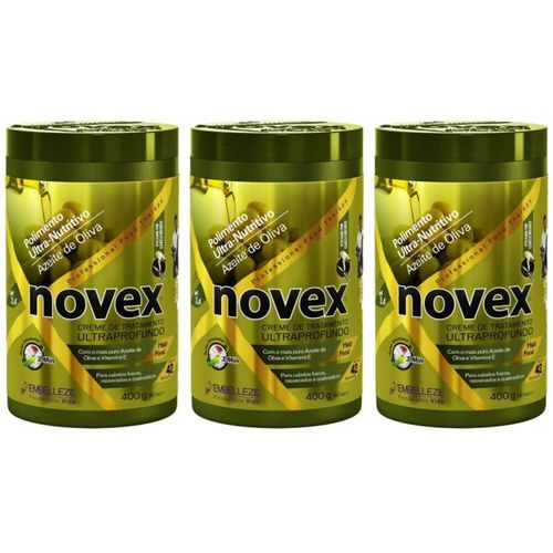 Novex Azeite de Oliva Creme de Tratamento 400g (kit C/03)