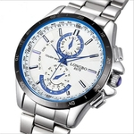 Novo design de moda masculina de luxo clássico relógio de pulso de esportes de quartzo (mostrador branco)