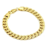 NP JÓIAS ouro amarelo 18k pulseiras para homens 9 milímetros Cheio 8.1` Cadeia Curb