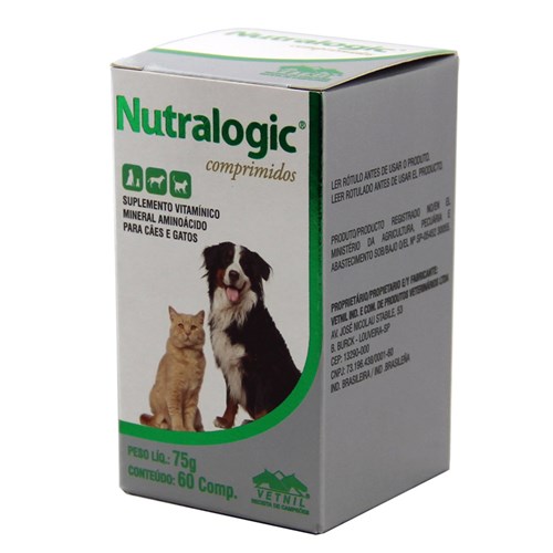 Nutralogic 60 Comp Vetnil Suplemento Imunidade Cães e Gatos