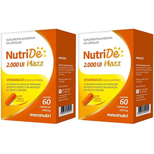 NutriDê Maxx Vitamina D3 2000 UI - 2 Unidades de 60 Cápsulas - Maxinutri