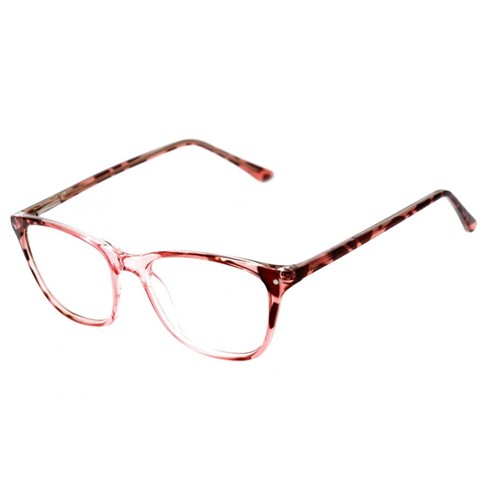 Óculos de Grau Quadrado Sofia Rosa Translúcido Brilho