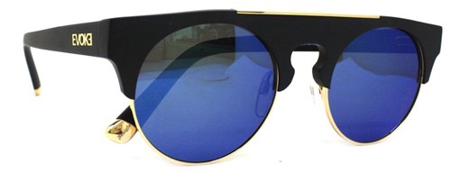 Óculos de Sol Evoke Upper Ii A01S Black Shine Gold Blue Flash Mirror (Preto A01S, 50-22-145)