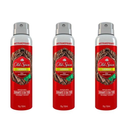 Old Spice Lenha Desodorante Aerosol Masculino 150ml (kit C/03)