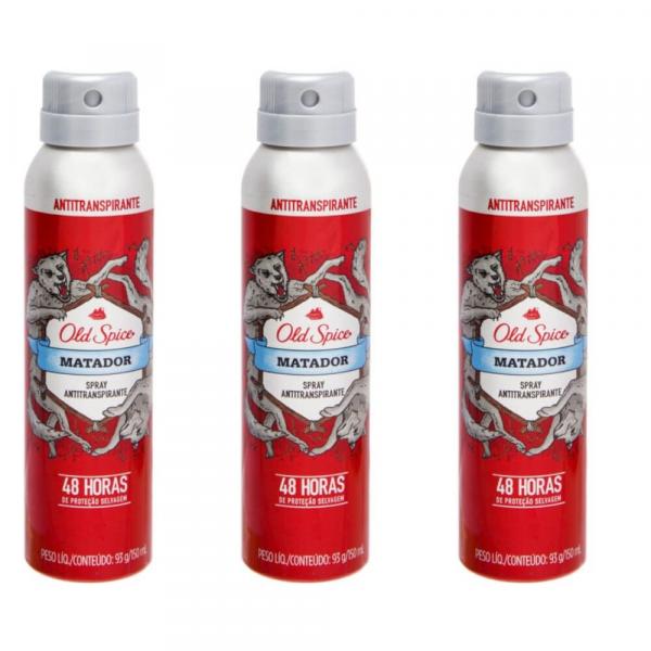 Old Spice Matador Desodorante Aerosol Masculino 150ml (Kit C/03)
