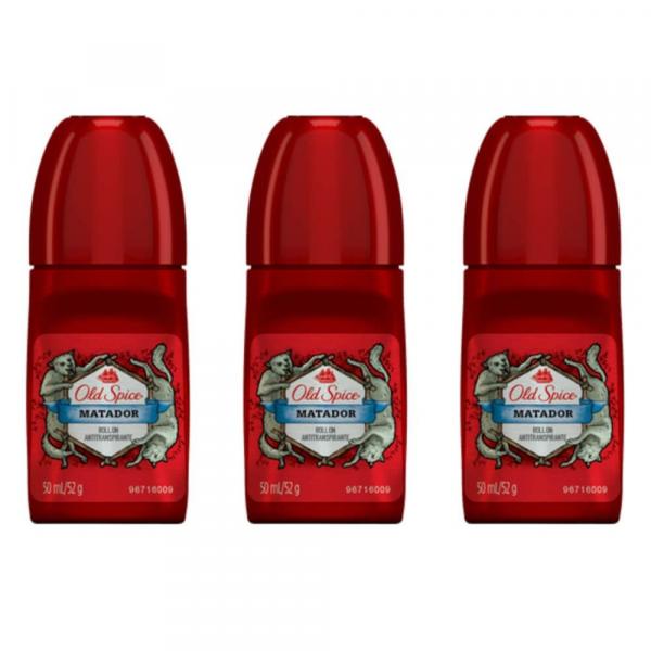 Old Spice Matador Desodorante Rollon Masculino 50ml (Kit C/03)