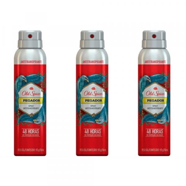 Old Spice Pegador Desodorante Aerosol Masculino 150ml (Kit C/03)