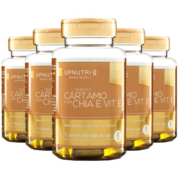 Óleo de Cártamo com Chia e Vitamina e - 5 Unidades de 60 Cápsulas - Upnutri Premium