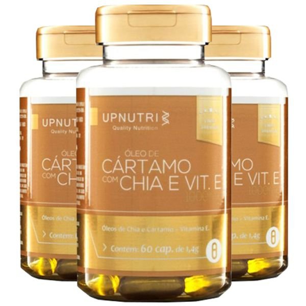Óleo de Cártamo com Chia e Vitamina e - 3 Unidades de 60 Cápsulas - Upnutri Premium