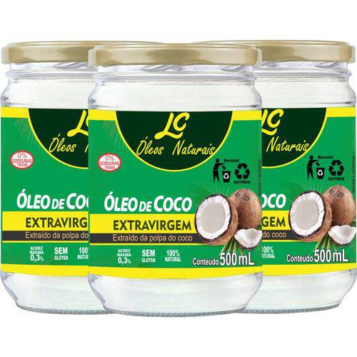 Óleo de Coco Extra Virgem 3 Potes 500 Ml