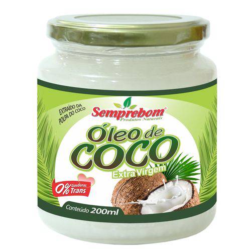 Óleo de Coco Extravirgem 200ml Semprebom 0 de Gordura Trans