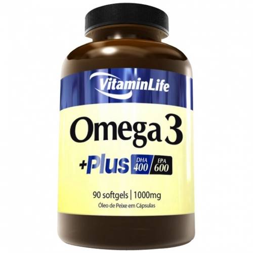Óleo de Peixe ÔMEGA 3 + Plus (DHA 400, EPA 600) 1000mg - VitaminLife - 90 Softgels
