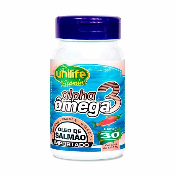 Óleo Premium de Salmão Alfa Ômega Unilife 30 Cápsulas de 1200mg