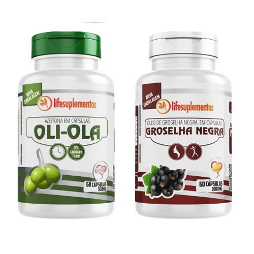 Oli Ola - Azeitona em Cápsulas - 60 Caps 500 Mg + Groselha Negra 60 Caps 1000 Mg