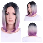 Ombre Wigs Short Bob Wigs Purple Colorful Party Wig Synthetic Daily Wig for Women 13"