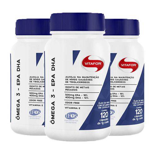 Ômega 3 EPA/DHA - 3 Un de 120 Cápsulas - Vitafor