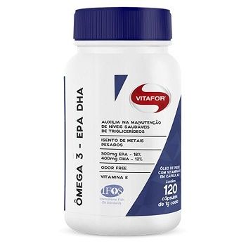 Omega 3 - EPA DHA - Vitafor - 120 Cápsulas de 1g