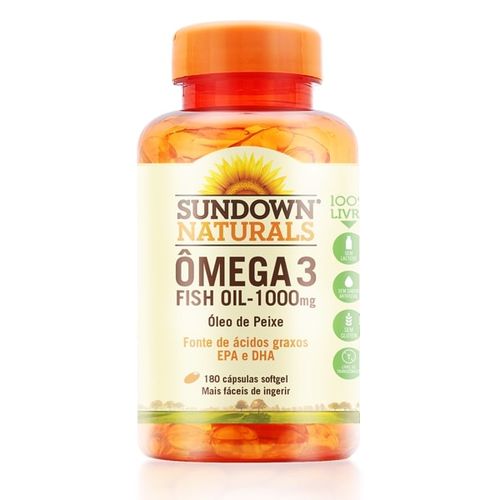 Ômega 3 Fish Oil 1000mg com 180 Cápsulas Sundown Naturals