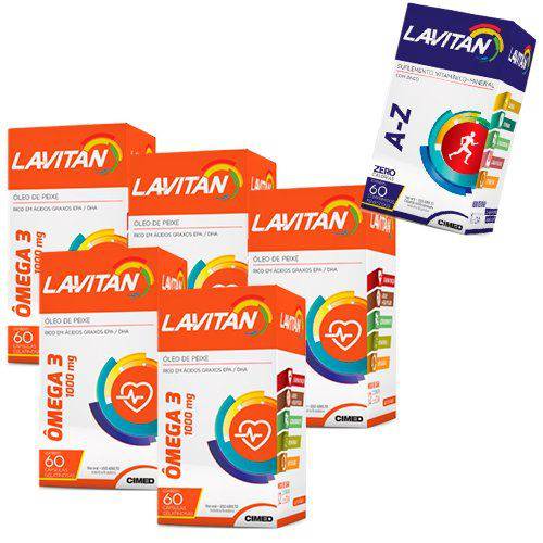 Ômega 3 Lavitan - 5 Un de 60 Cápsulas + Polivitamínico Lavitan A-Z - Cimed
