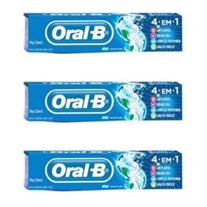 Oral B 4em1 Creme Dental 70g - Kit com 03