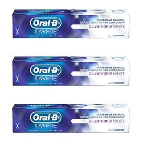 Oral B 3D Glamorous White Creme Dental 90g - Kit com 03