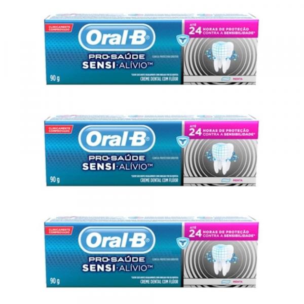 Oral B Pro Saúde Sensi Alívio Creme Dental 90g (Kit C/03)