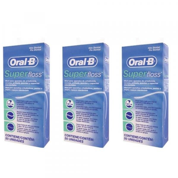 Oral B Super Floss Fio Dental 50m (Kit C/03)