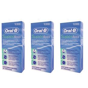 Oral B Super Floss Fio Dental 50m - Kit com 03