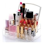 Organizador Porta Maquiagem Com Espelho Rack Para Pinceis Batom Esmalte Com 16 Divisorias Cosmeticos