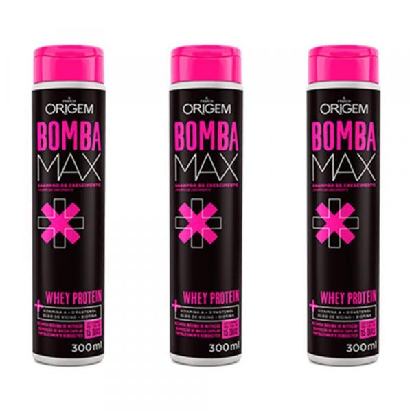 Origem Bomba Max Shampoo 300ml (Kit C/03)