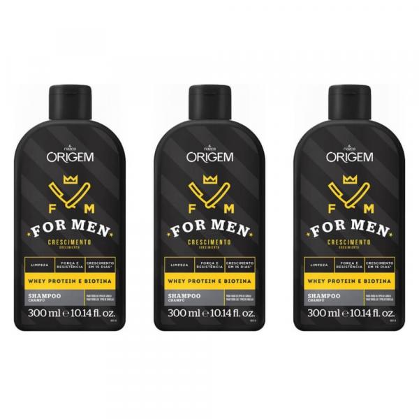 Origem For Men 3em1 Shampoo 300ml (Kit C/03)