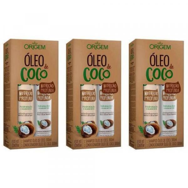 Origem Kit Óleo de Coco Shampoo + Condicionador 300ml (Kit C/03)
